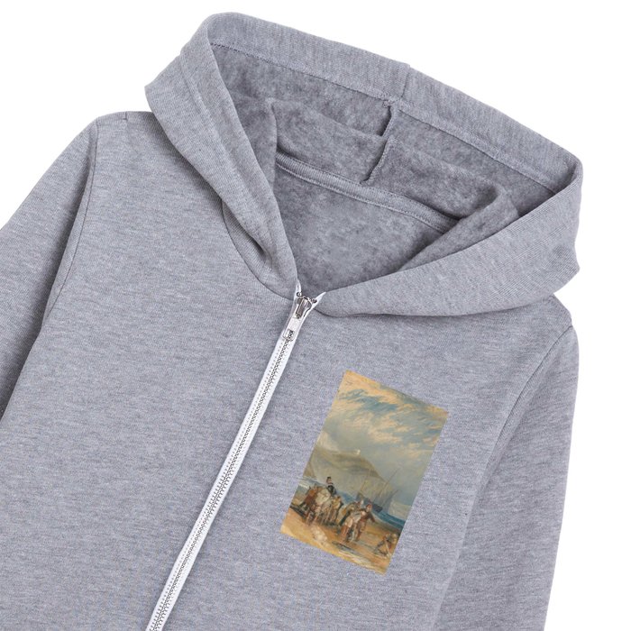 william turner Folkestone Harbour and Coast to Dover  1829 Kids Zip Hoodie