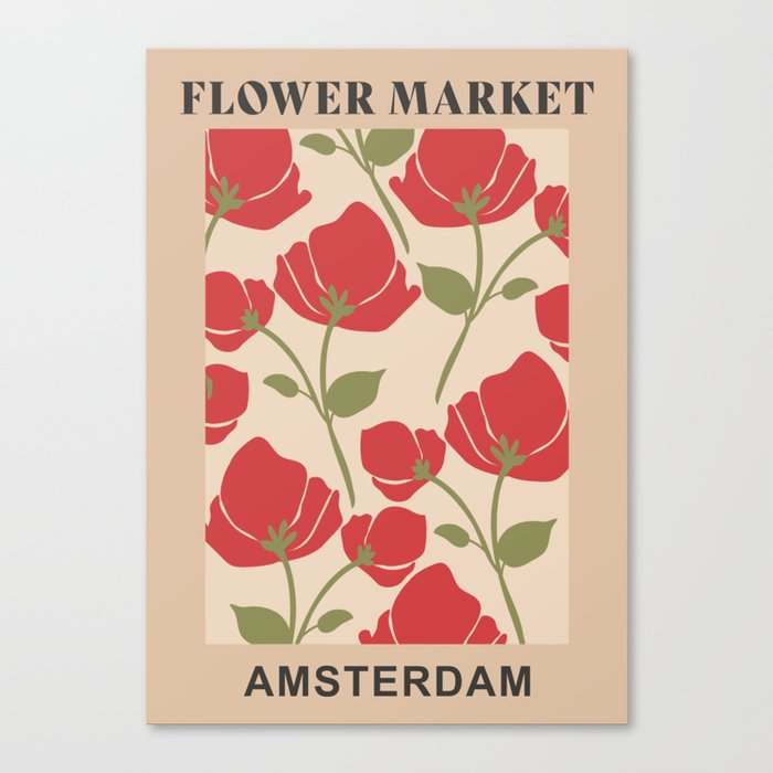 Flower Market | Amsterdam, Netherlands | Floral Art Canvas Print