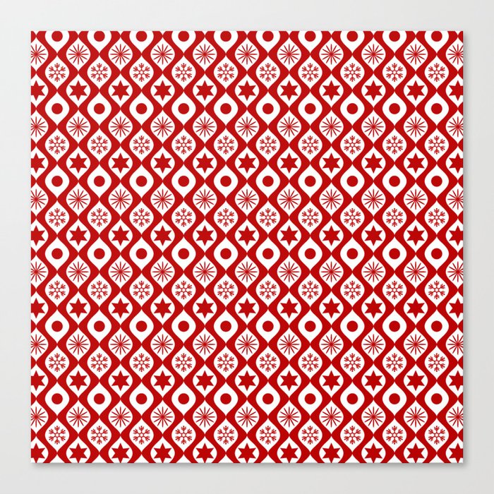 Red Retro Christmas Pattern Canvas Print
