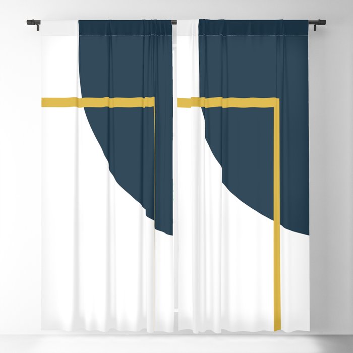Fusion Minimalist Geometric Abstract In, Navy And White Blackout Curtains