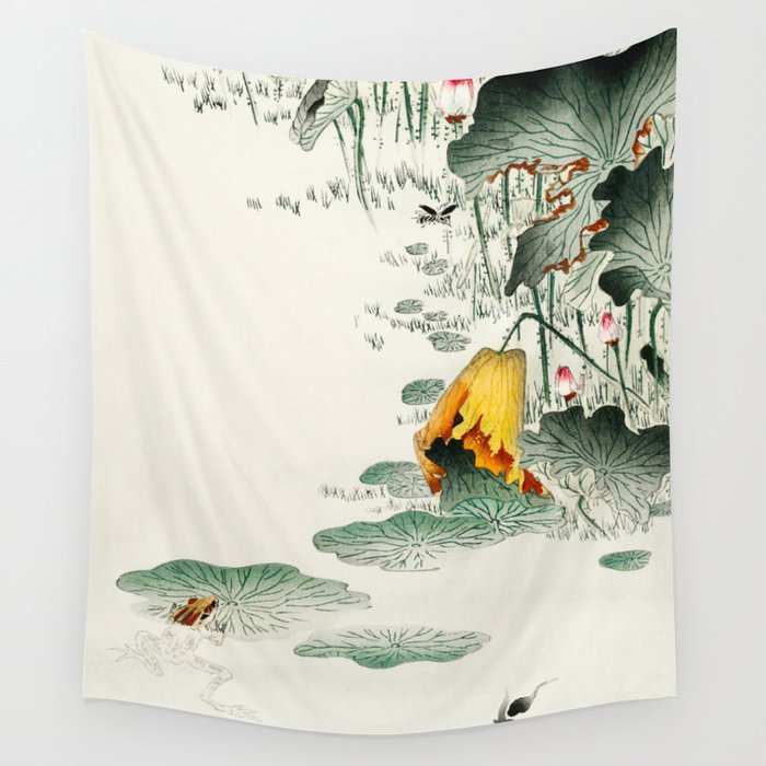 Frog in the swamp  - Vintage Japanese Woodblock Print Art Wall Tapestry