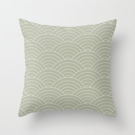 Waves (Linen Sage) Throw Pillow