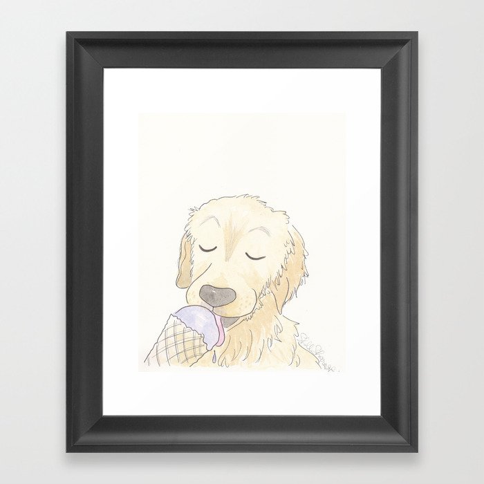 Labrador Dog and Lavender Ice-Cream Love Framed Art Print