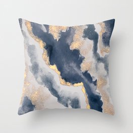 All that Shimmers – Gold + Navy Geode Throw Pillow