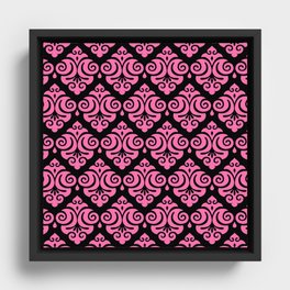 Victorian Gothic Pattern 542 Pink and Black Framed Canvas