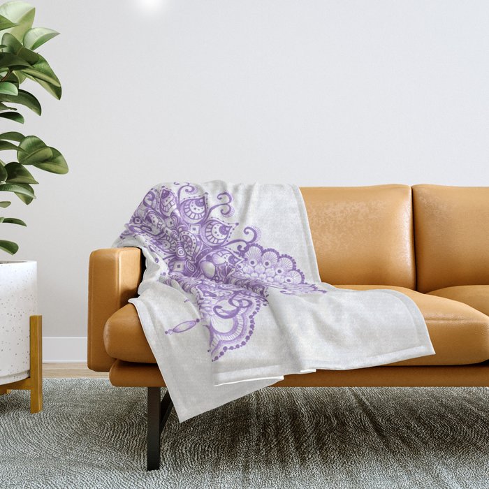 Purple Mandala Throw Blanket