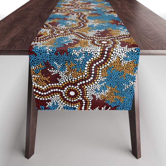 Authentic Aboriginal Art - Wetland Dreaming Table Runner
