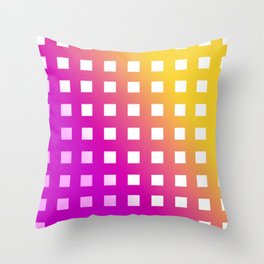 Pink and Yellow Gradient Bold Grid Squares Minimal Pattern Design Throw Pillow