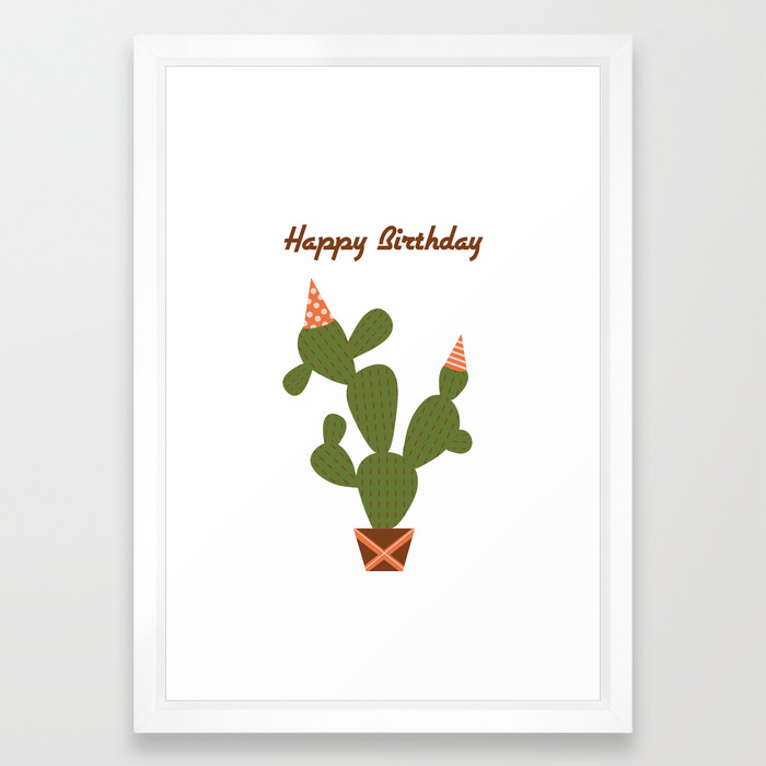 Cactus Birthday Card Framed Art Print