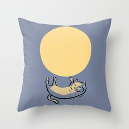 Full Moon Cat Throw Pillow