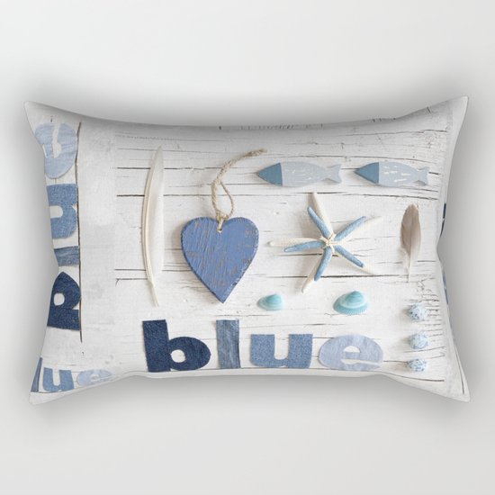 Blue collected items maritime collage Rectangular Pillow