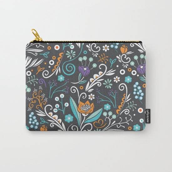 Flower circle pattern, brown Carry-All Pouch