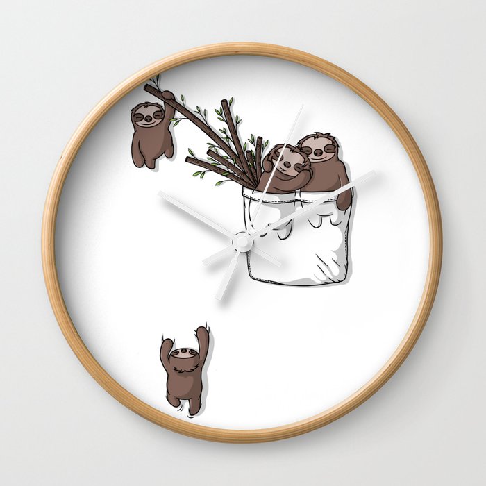 Pocket Sloth Family Wall Clock