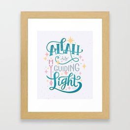 Allah is my guiding light (White) Framed Art Print