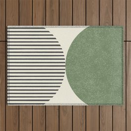 Semicircle Stripes - Green Outdoor Rug