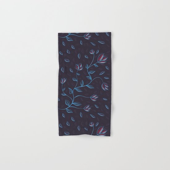 Abstract Glowing Blue Flowers Hand & Bath Towel