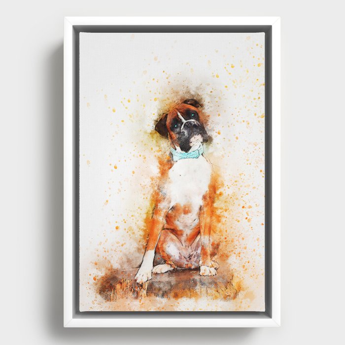 Boxer Dog Art Framed Canvas