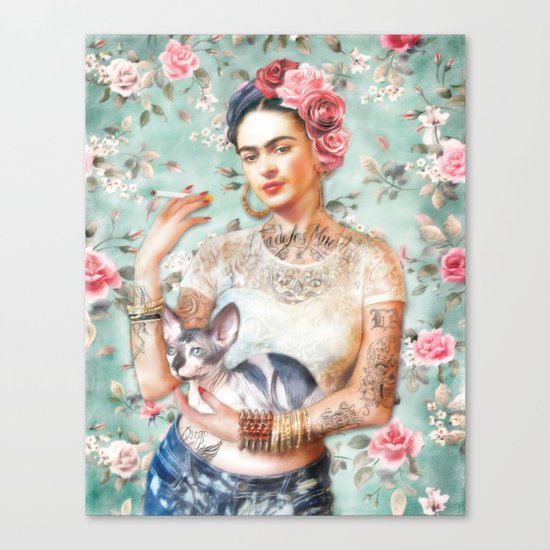 Frida's Exotic Cat Canvas Print