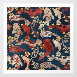 Kyoto Koi Pattern Art Print