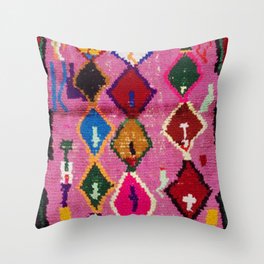 Very Colorful Retro Moroccan Rug Print Throw Pillow