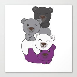 Asexual Flag Pride Lgbtq Cute Bear Pile Canvas Print