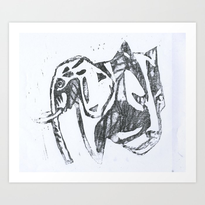 Elephant & Panther Art Print