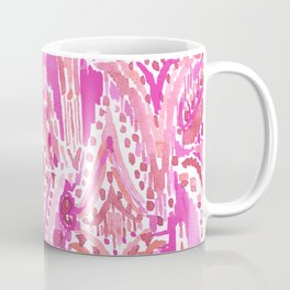 SUNSET DROPS OF WONDER Pink Ikat Watercolor Tribal Coffee Mug