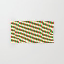 [ Thumbnail: Christmas Style Red, White, and Green Colored Stripes Pattern Hand & Bath Towel ]