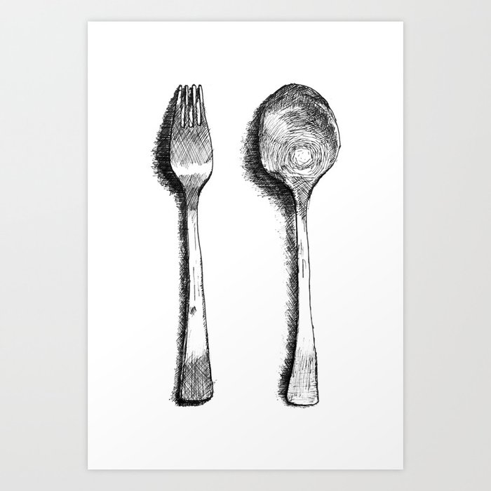 spoon and fork Art Print