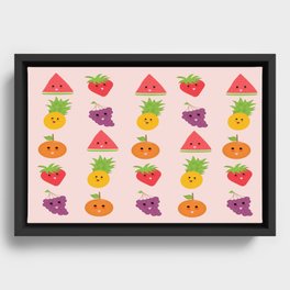 Kawaii fruits Framed Canvas