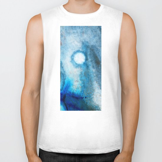 Abstract Landscape Art - Blue Moon - By Sharon Cummings Biker Tank