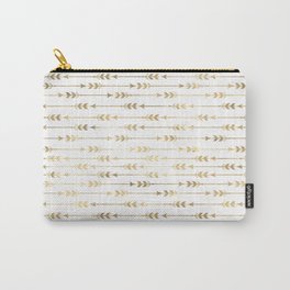 White & Gold Arrow Pattern Carry-All Pouch