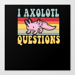 Retro Axolotl Questions Fish Cartoon Cute Axolotl Canvas Print