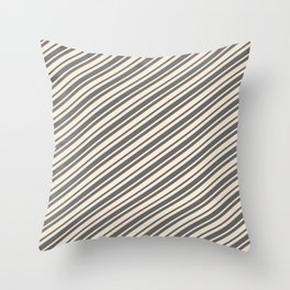 [ Thumbnail: Beige and Dim Gray Colored Lines/Stripes Pattern Throw Pillow ]