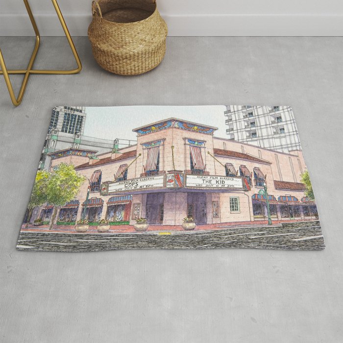 Boise Egyptian Theater Watercolor Painting Rug
