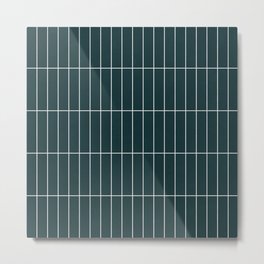 Rectangular Grid Pattern - Green Tinted Navy Blue Metal Print