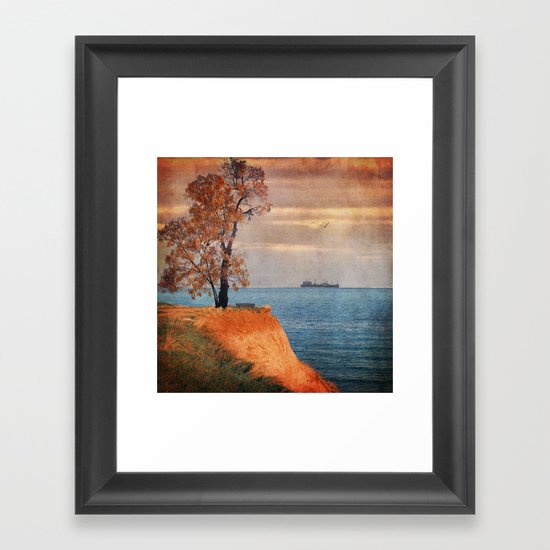 Autumn by the sea Framed Art Print