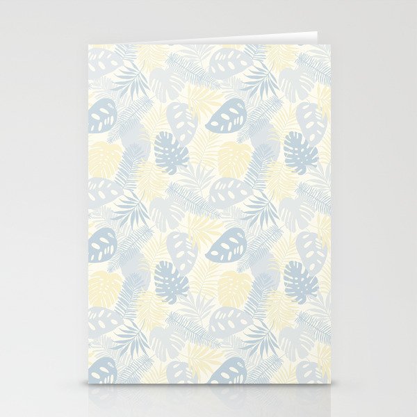 Tropical Leaves Pattern Yellow And Grey Stationery Cards