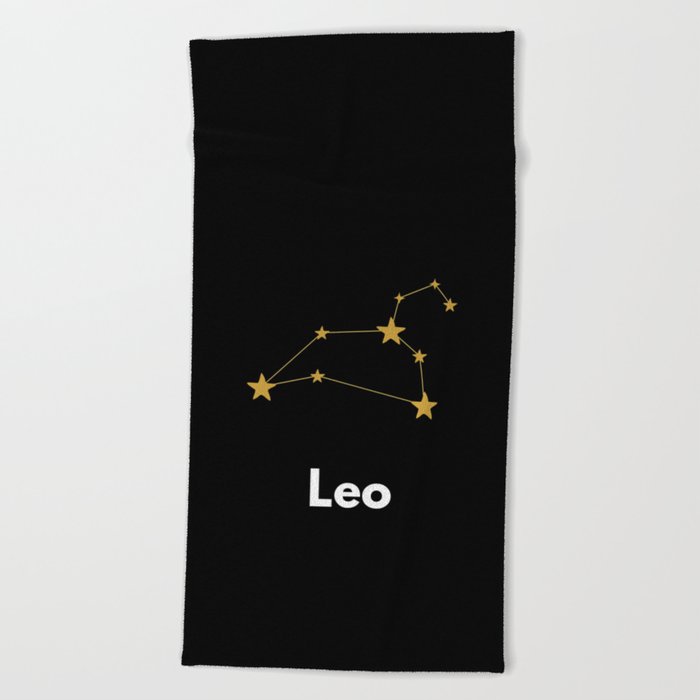 Leo, Leo Zodiac, Black Beach Towel