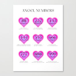 Pink and Purple Angel Numbers Canvas Print