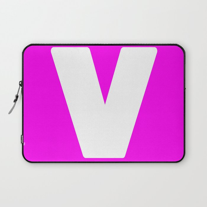 V (White & Magenta Letter) Laptop Sleeve