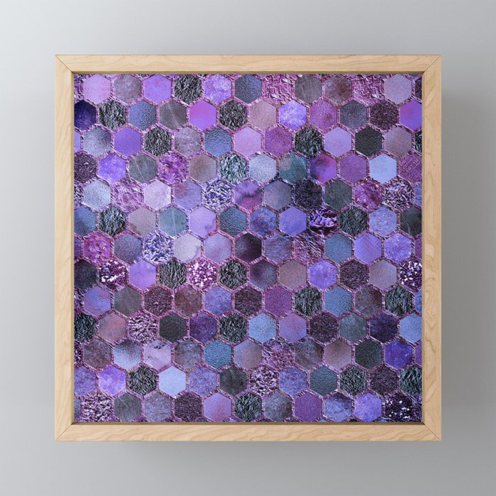 Purple geometric hexagonal elegant & luxury pattern Framed Mini Art Print