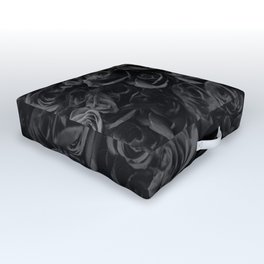Gothic Rose - Black and White Outdoor Floor Cushion