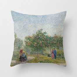 Couples in the Voyer d'Argenson Park at Asnieres, Vincent van Gogh Throw Pillow