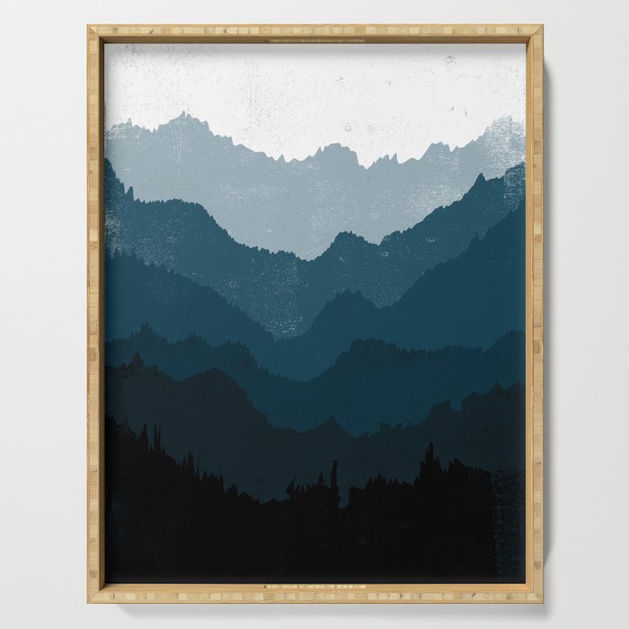 Mists No. 6 - Ombre Blue Ridge Mountains Art Print Serving Tray