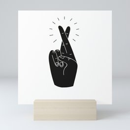 Fingers Crossed - White and Black Mini Art Print