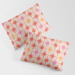 Midcentury Modern Atomic Starburst Pattern Pink Orange Pillow Sham