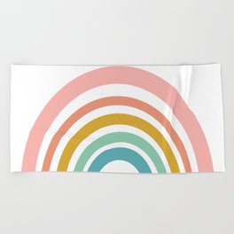 Simple Happy Rainbow Art Beach Towel