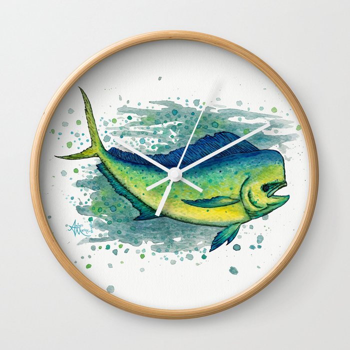 Mahi Mahi Splash By Amber Marine Watercolor Ink Painting