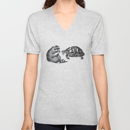 Racoon Turtle V Neck T Shirt